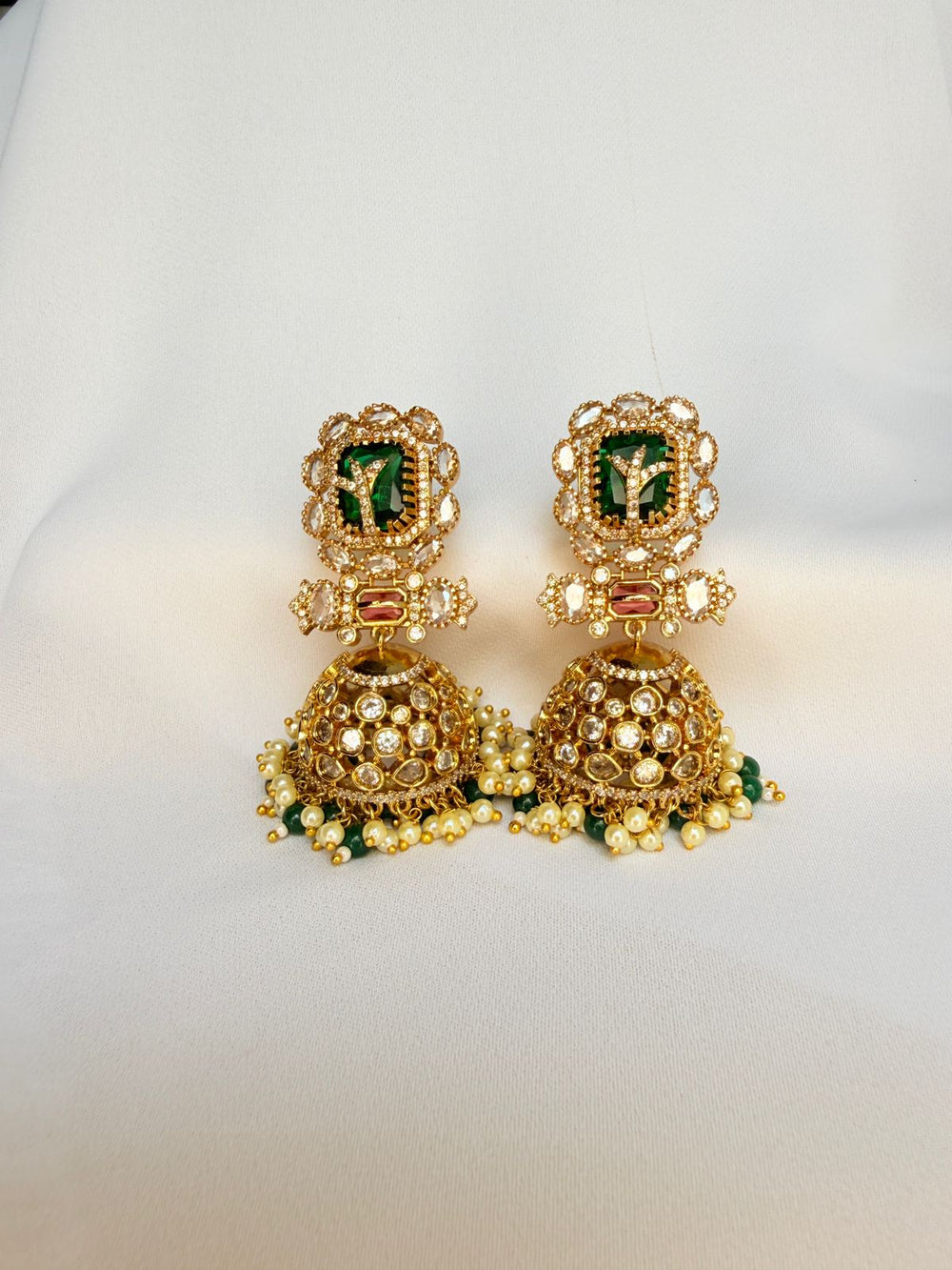 Begum Noor jhumka earrings pearl detail