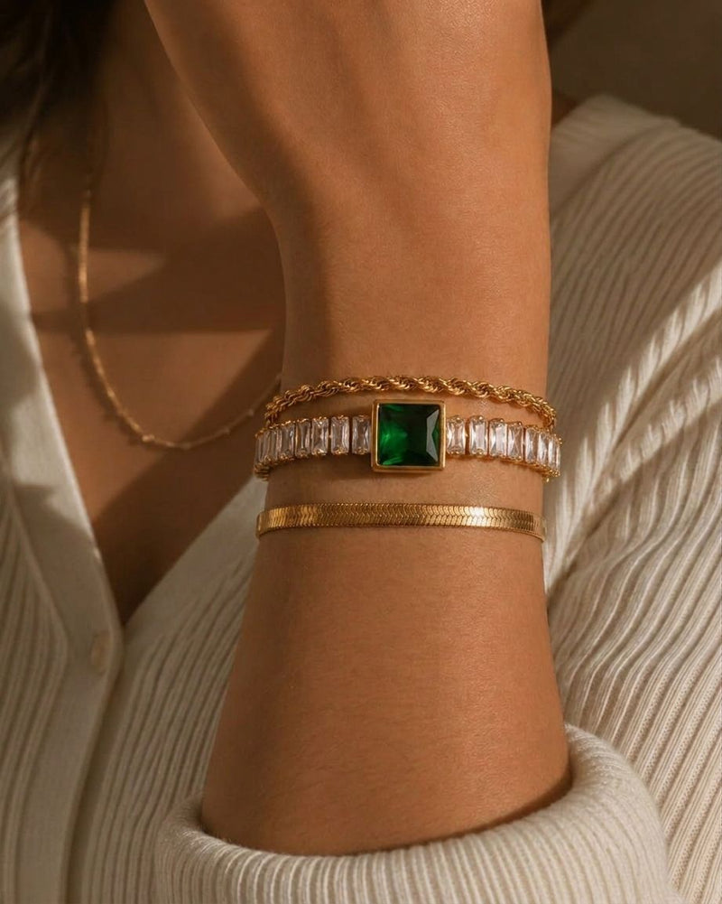 Stainless steel jewelry sets with earrings and bracelet stacks for women