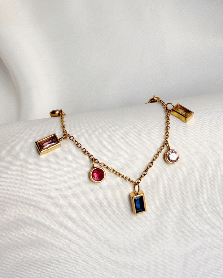 Candy Gem Gold Tone Stainless Steel Bracelet
