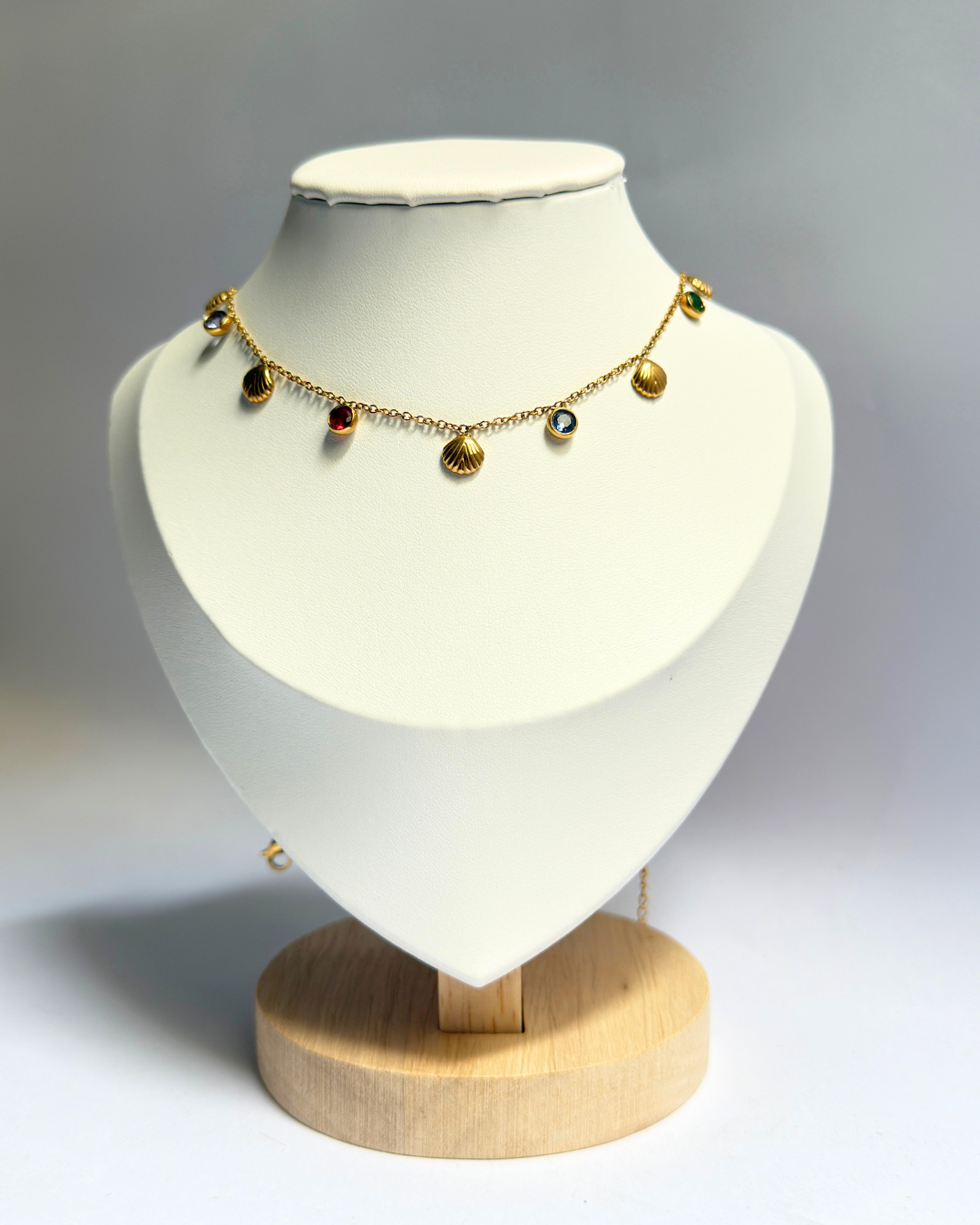 Seashell multi stone necklace&nbsp;