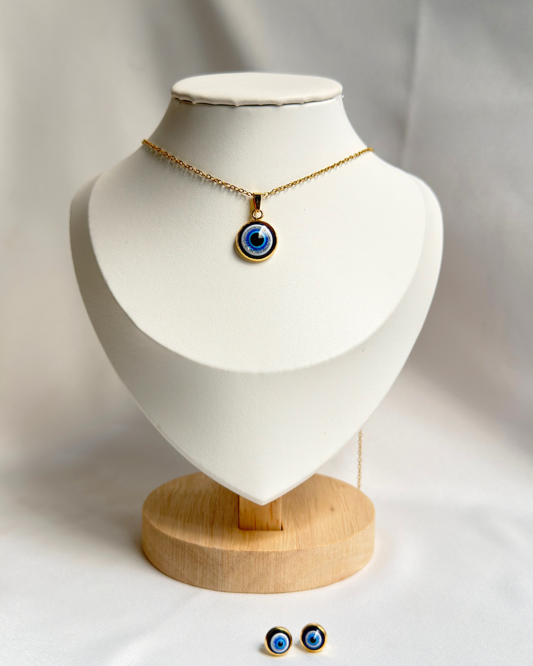 Evil Eye Charm Jewelry Set (Necklace & Tops)