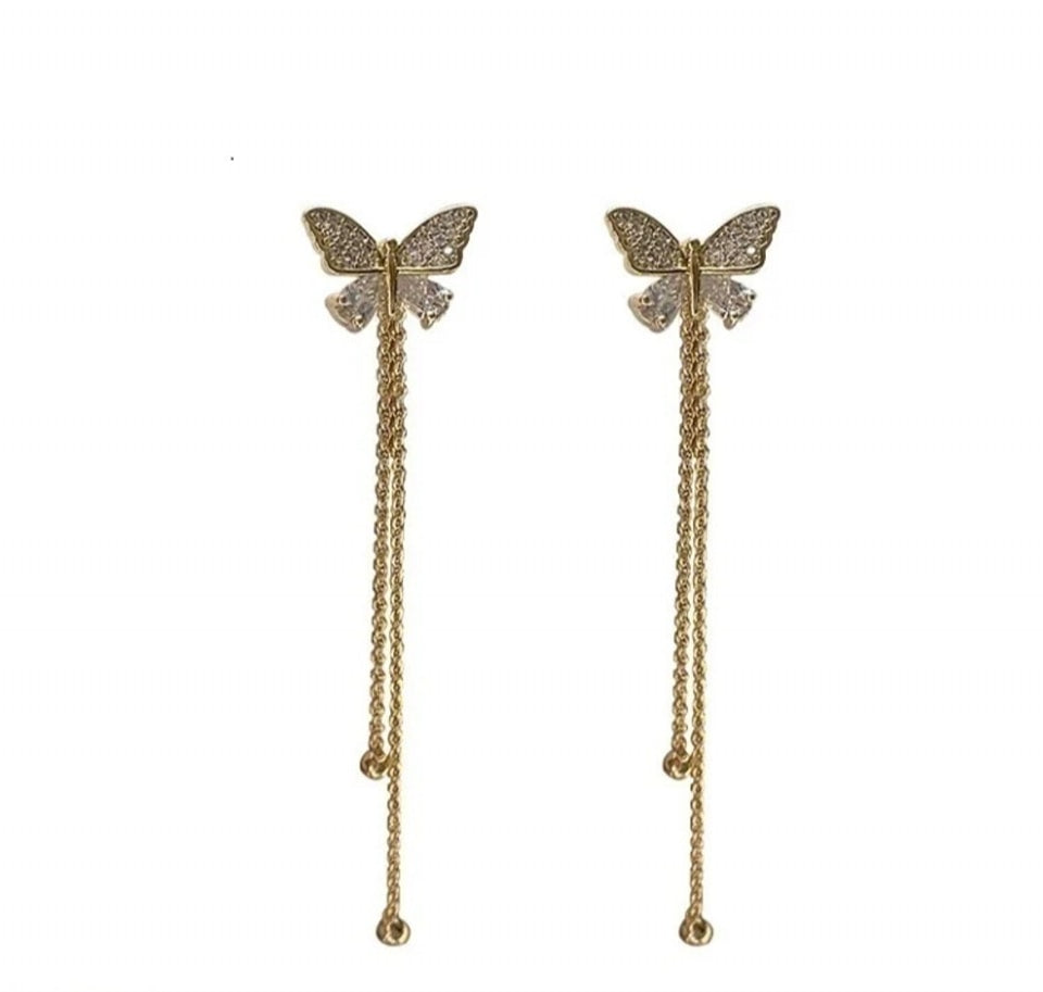 Butterfly drop earrings