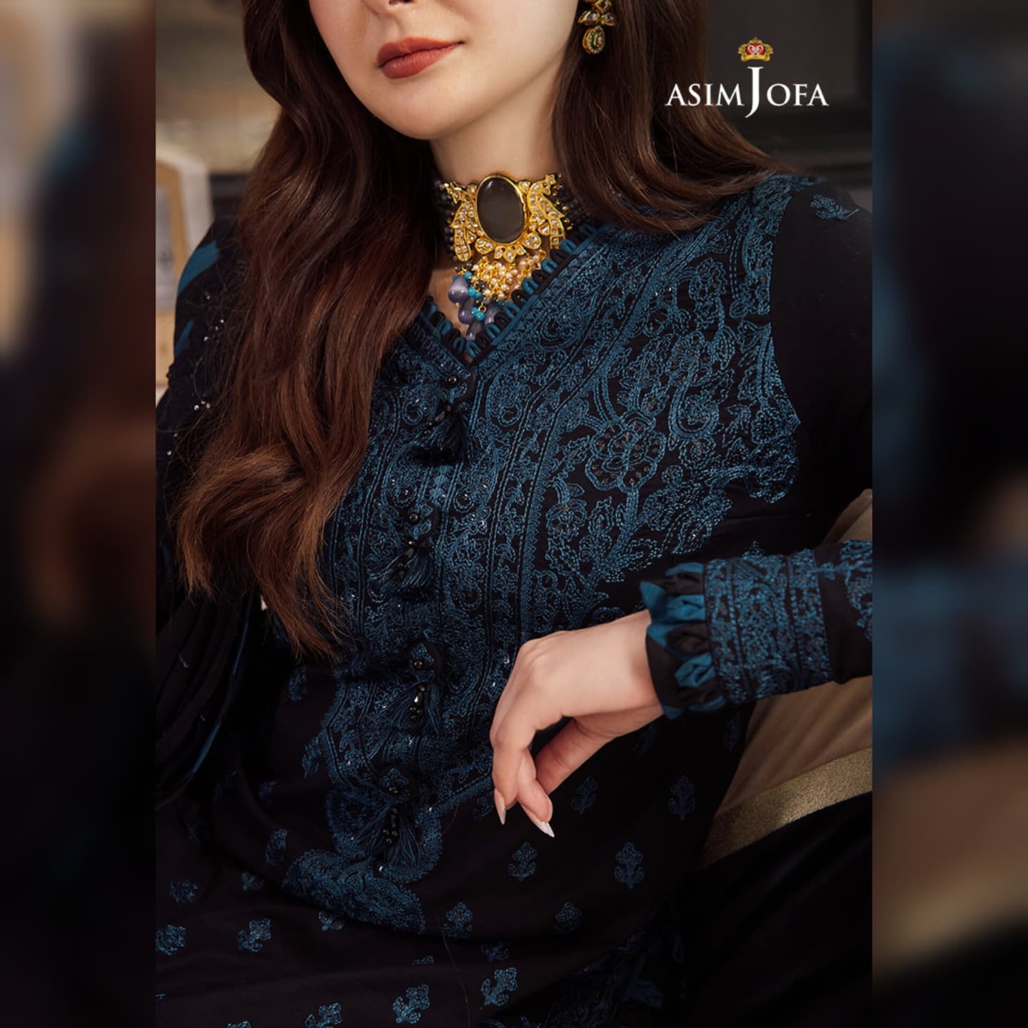 Asim Jofa D # 211 - 01 | 3PC Luxury Dhanak | Bamber Chiffon Embroidered Dupatta