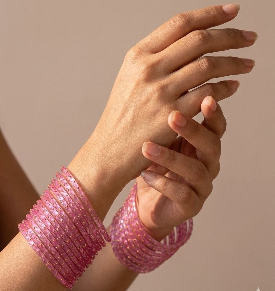 Era Raindrop Blush Pink Bangles – Multicolor Stone product image