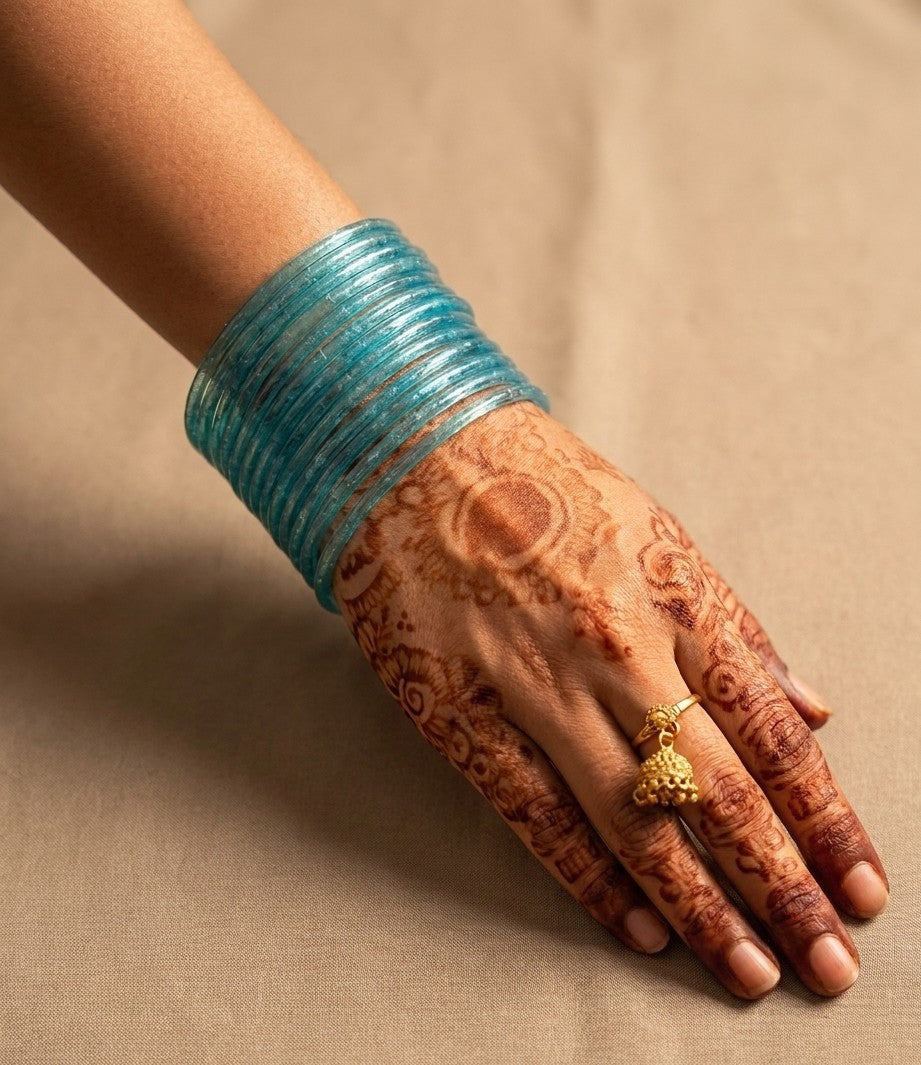 Era Jelly Light Blue Glass Bangles – Glossy Finish product image