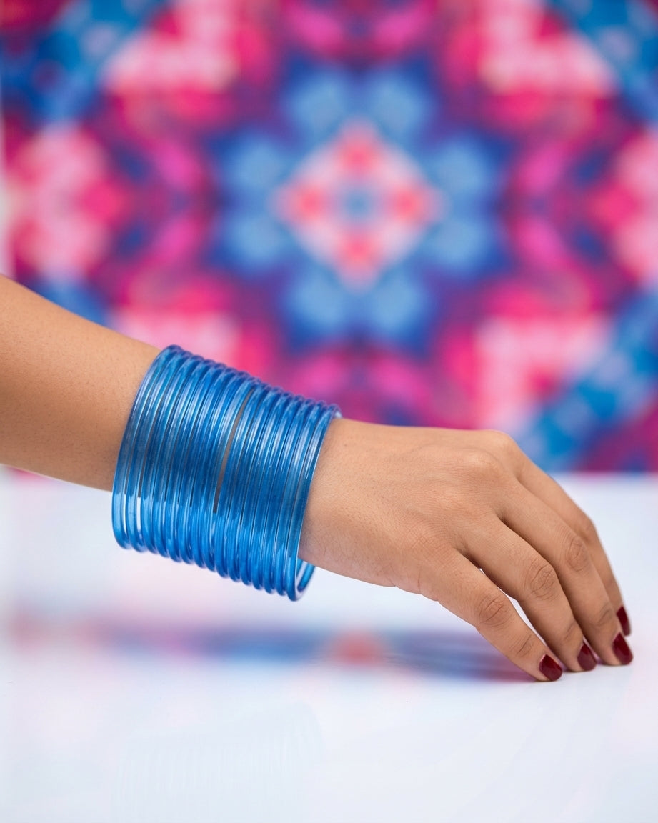 Era Jelly Blue Glass Bangles – Glossy Finish product image