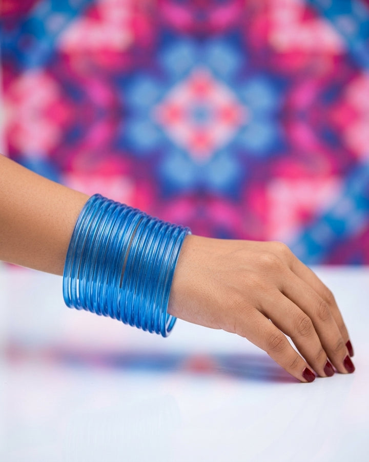 Era Jelly Blue Glass Bangles – Glossy Finish