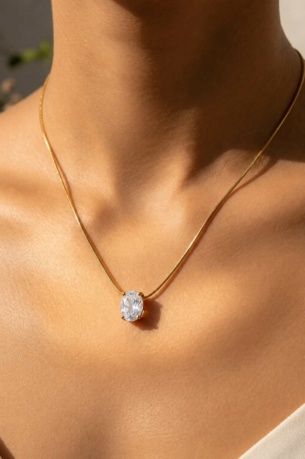 Blush stone necklace