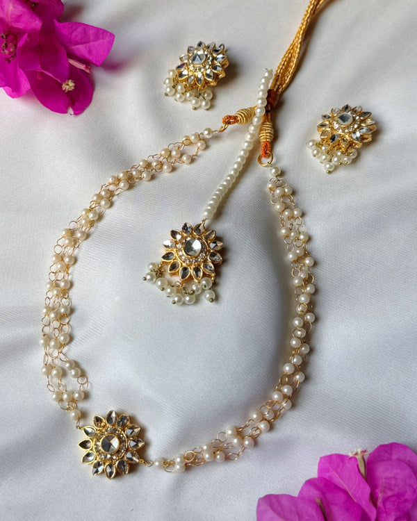 Sunflower pearl choker set