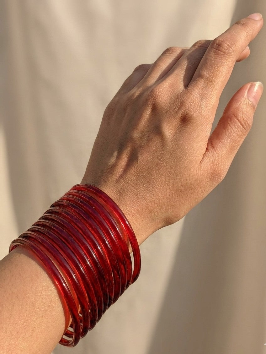 Era Jelly Maroon Glass Bangles – Glossy Finish product image