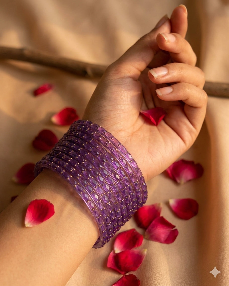Era Raindrop Purple Bangles – Multicolor Stone product image