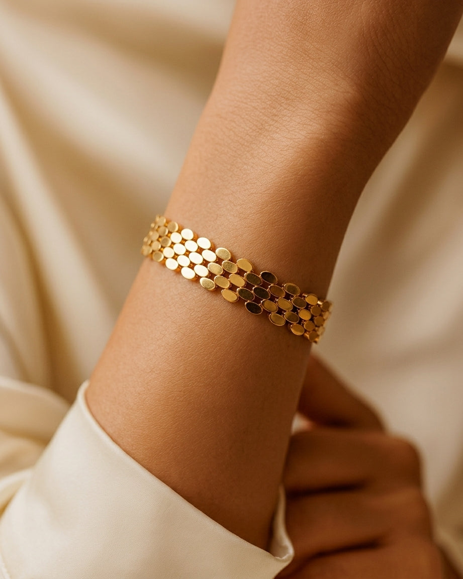 Honeycomb Mesh Gold Bangle