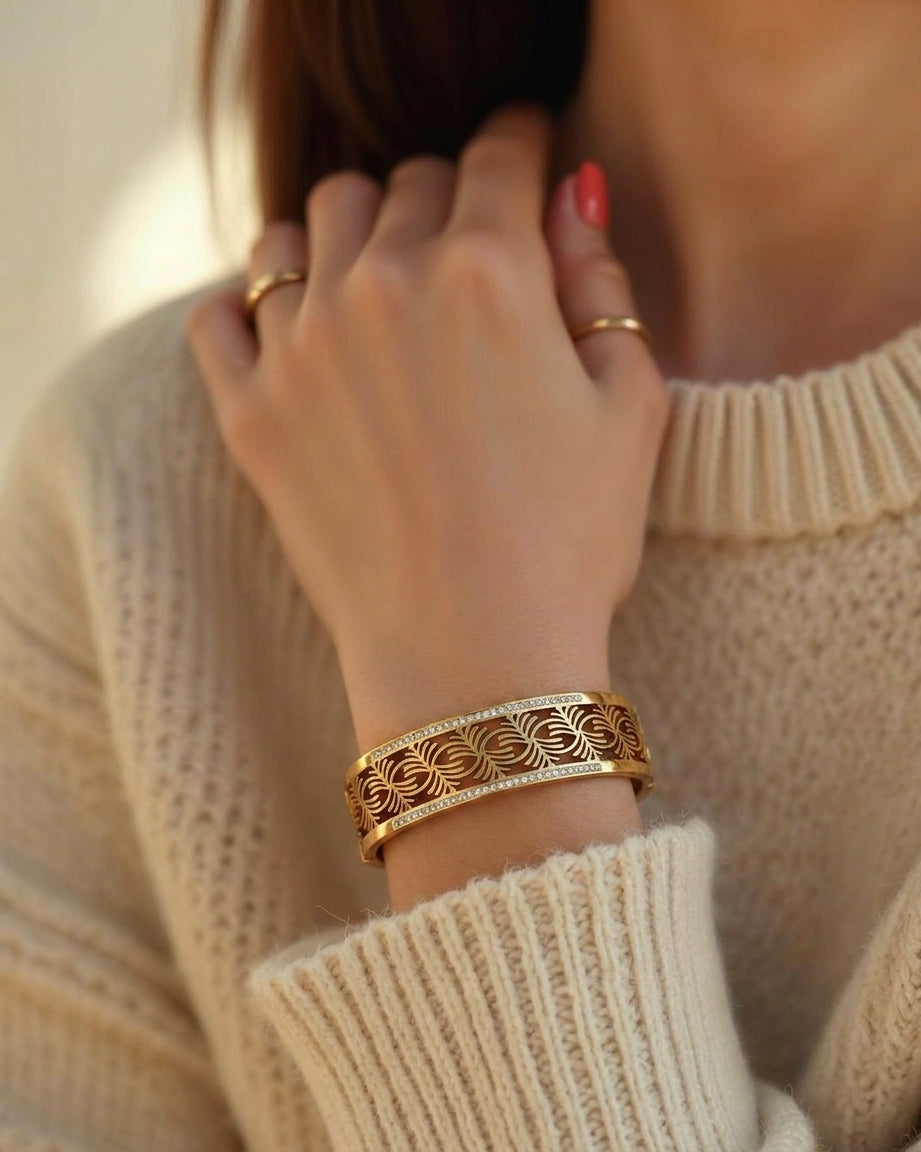 Floral Engraved Classic Bangle