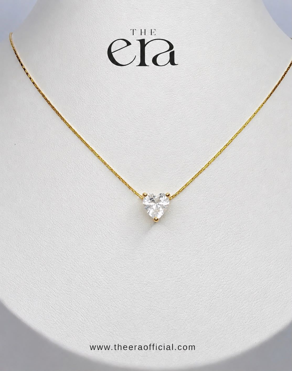 Rose Crystal heart necklace White