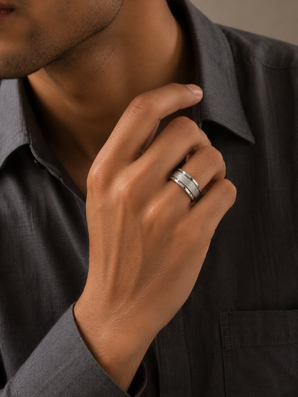 Silver Groove Ring