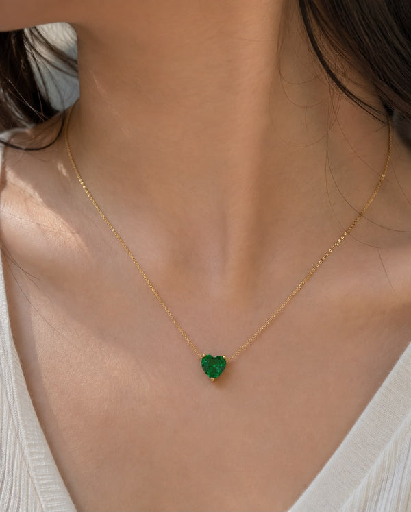 Rose Crystal heart necklace Green