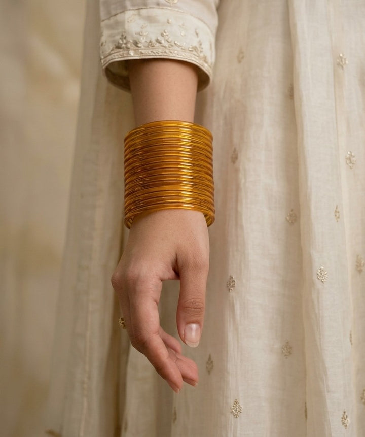 Era Jelly Golden Yellow Glass Bangles – Glossy Finish