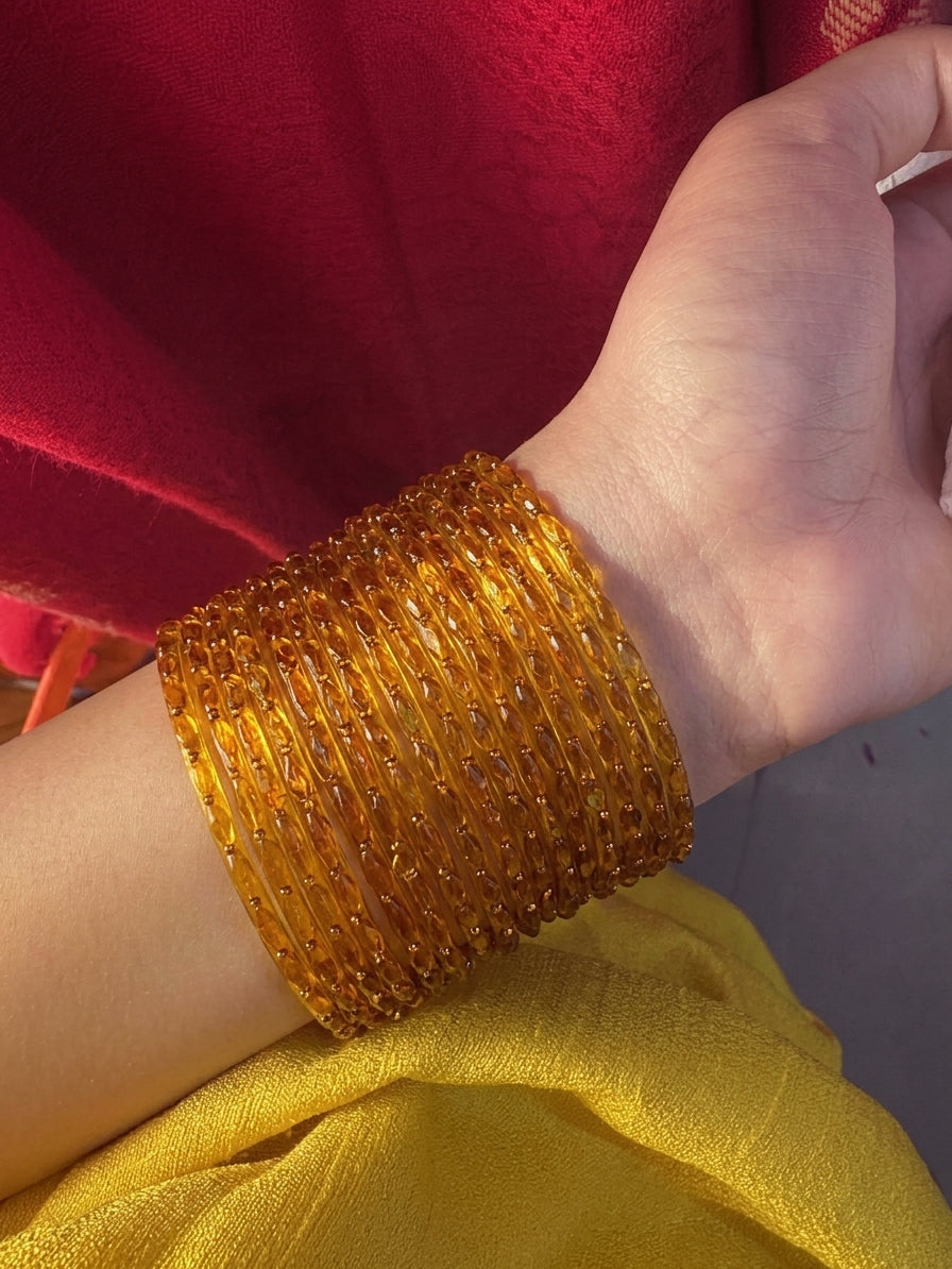 Era Raindrop Golden Yellow Stone Bangles – Multicolor product image