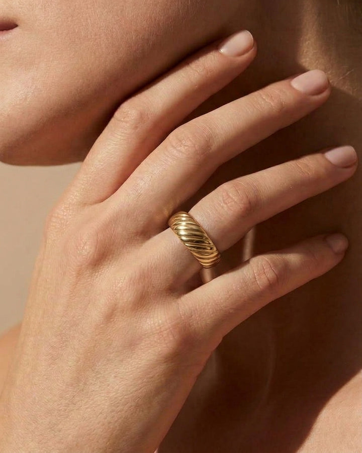 Feather Gold Tone Stainless Steel Wrap Ring
